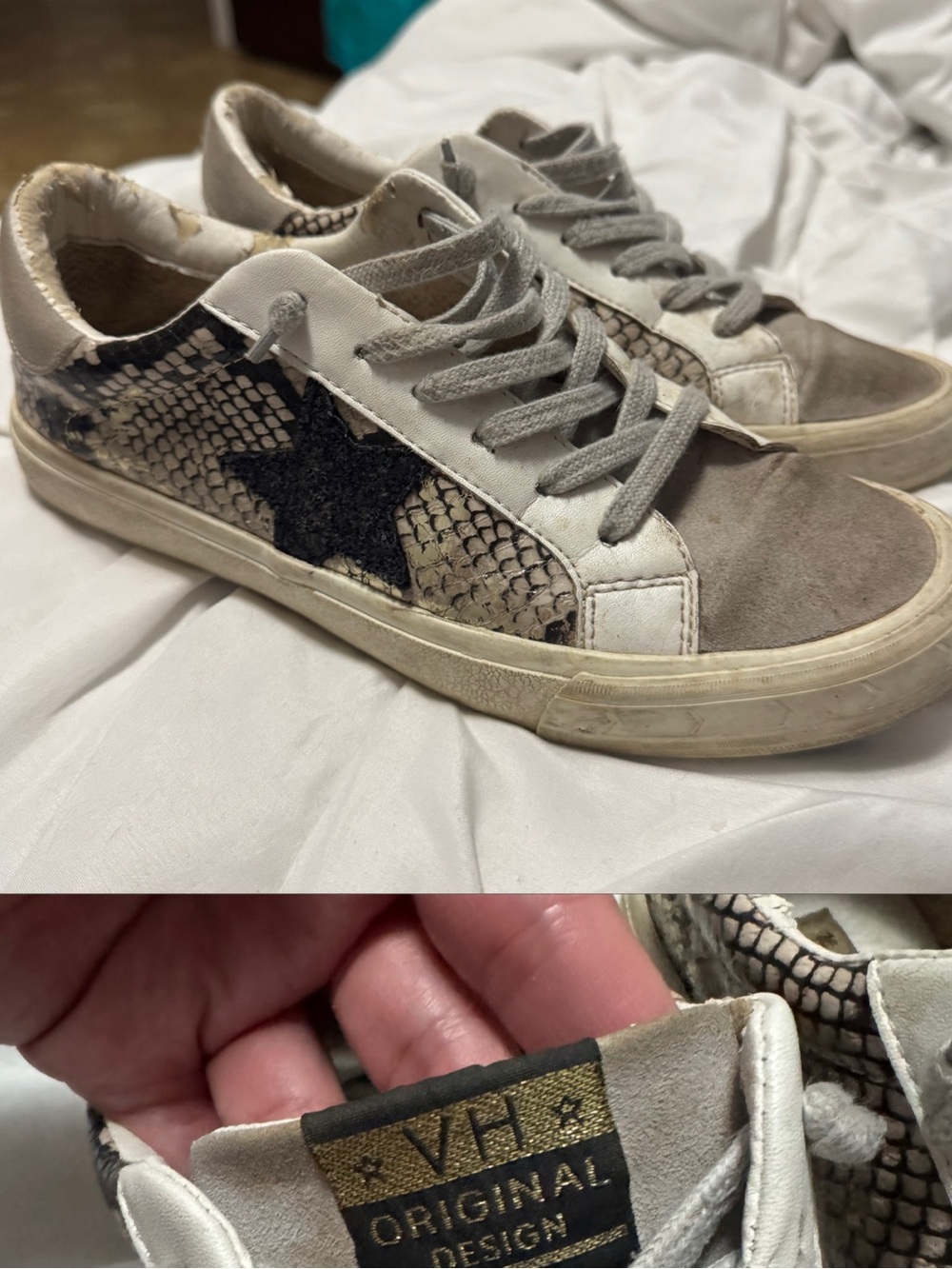 Vintage Havana Grey & Snake-Print Star Sneakers